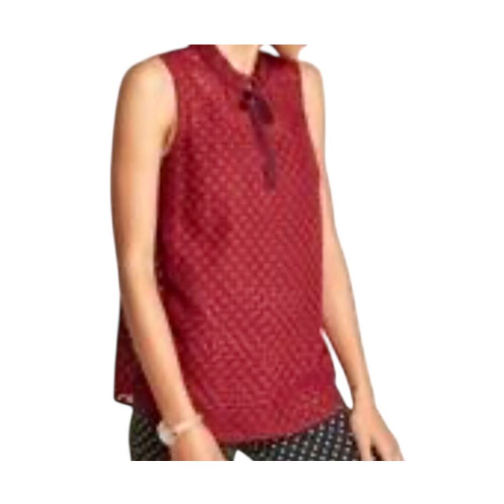 Modcloth medium polka dot sheer tie front sleeveless top blouse TS 2702